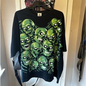 Liquid Blue All Over Green Skull Print Shirt 4XL Adult Vintage 2001 Authentic